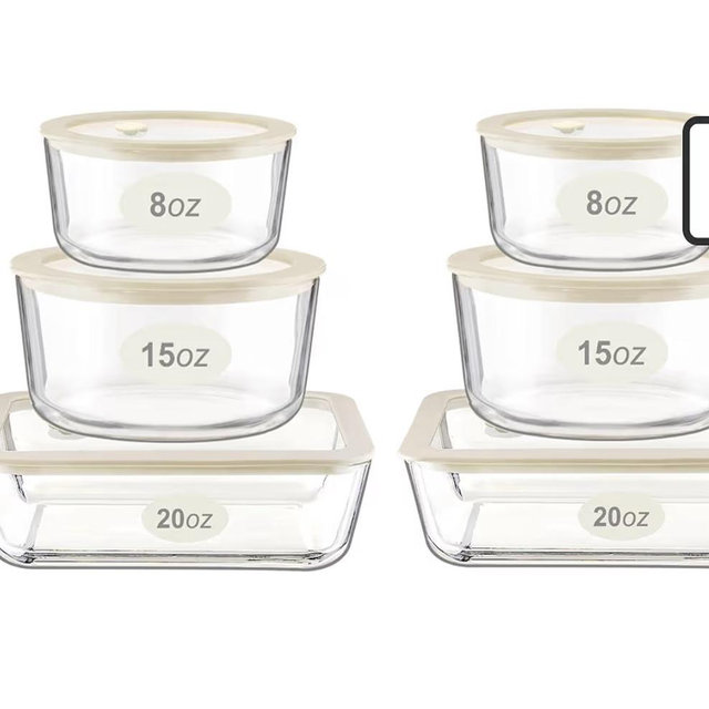 Urban Green Glass Food Container Set with Glass Lid, 6 Pack, Food Storage Containers Set, Airtight, LeakProof, Micowave Safe, 100% Plastic Free, Meal Prep Containers (White Color)