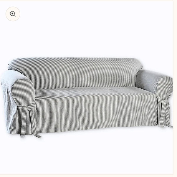 Stripe Ticking One-Piece Slipcover: big sofa