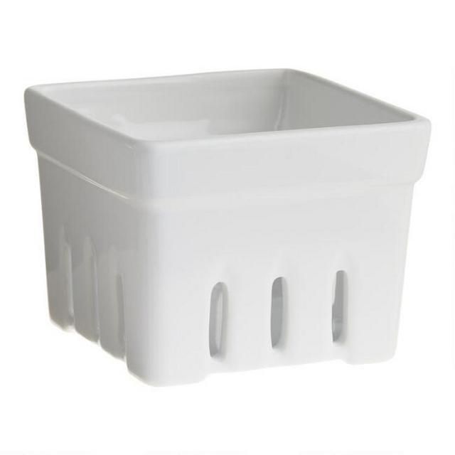 Square White Ceramic Berry Basket