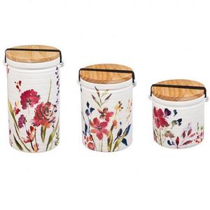 Watercolor Boho Ceramic Canisters, Set of 3