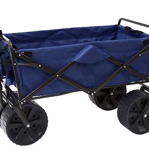 Mac Sports Heavy Duty Collapsible Folding All Terrain Utility Beach Wagon Cart, Blue/Black