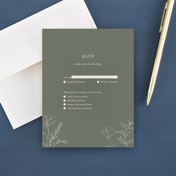 Essenza Bloom | Dark Sage | Zola Wedding Invitations