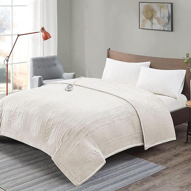 Degrees Of Comfort [Advanced] Micro Plush Electric Blanket Full Size Single Control | Heated Blankets W/ Auto Shut Off for Bed & Living Room | Machine Washable | UL Certified - Ivory, 80x84