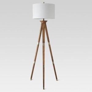 Oak Wood Tripod Floor Lamp Brass - Threshold™