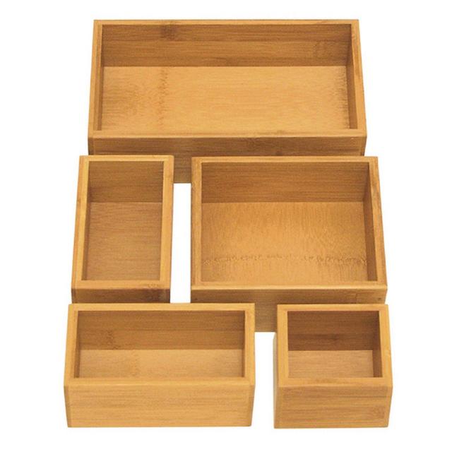 Seville Classic 5-Piece Bamboo Storage Box Set