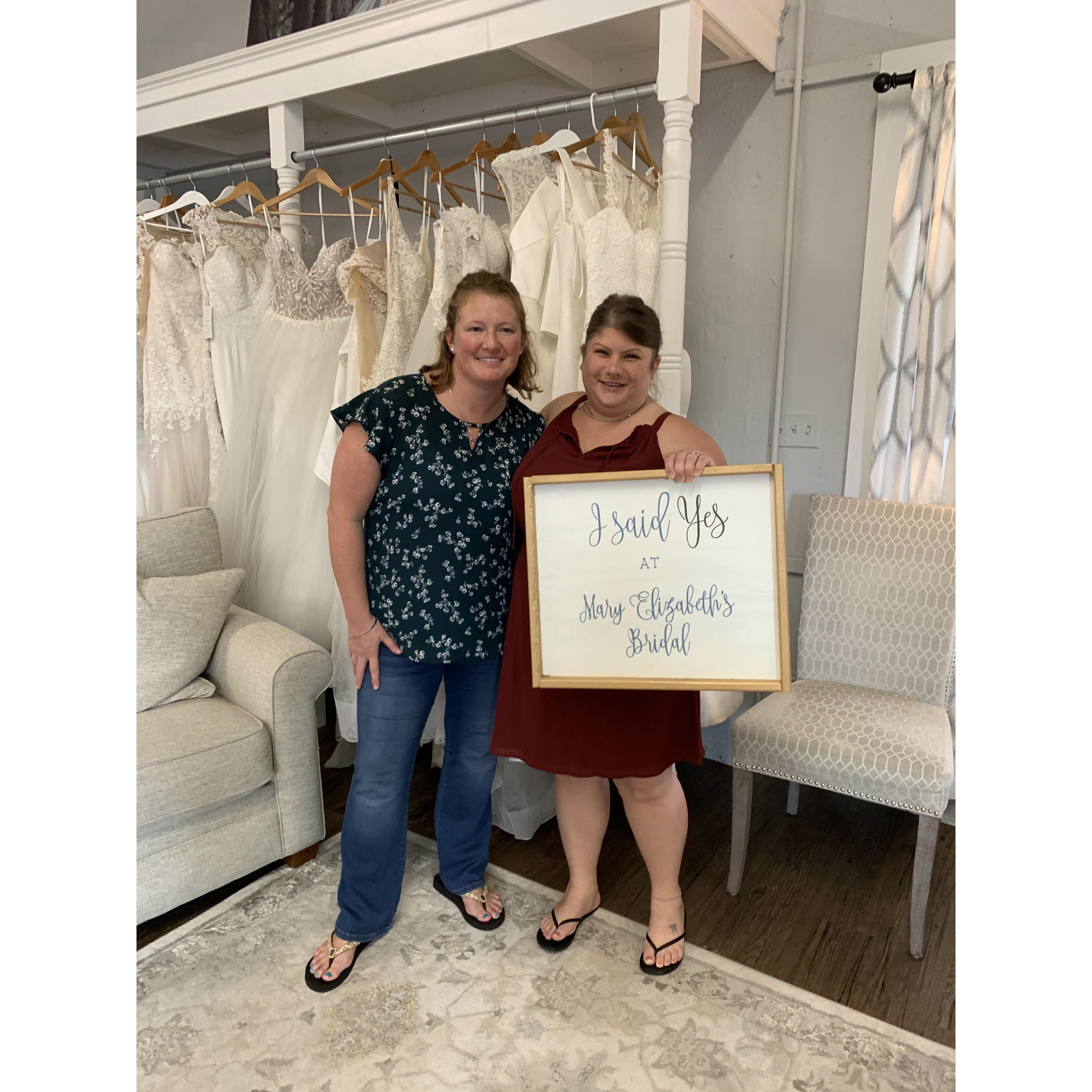 Jessanna and I sharing a very special moment...saying YES! To the dress!!!