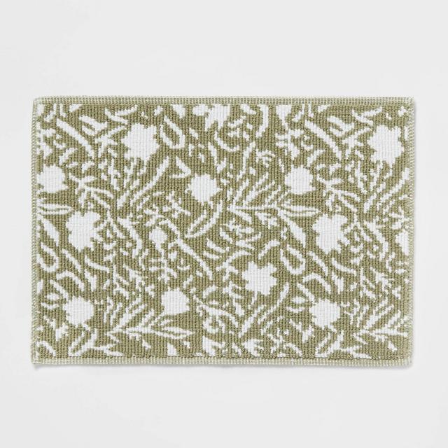 20"x30" Performance Plus Bath Mat Green Floral - Threshold™