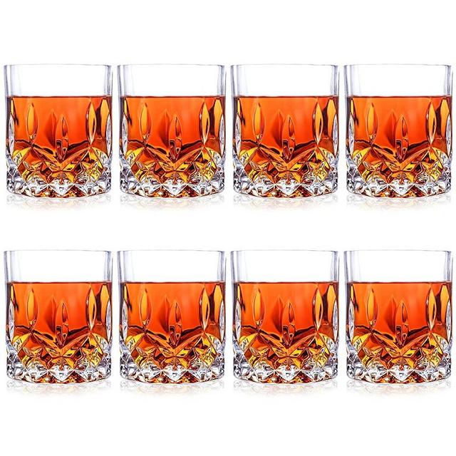 Elle Decor Glass Water Cups, Set Of 4, Vintage Ribbed Stackable Drinking  Glasses, 9.4 Oz Iced Coffee Cup, For Whiskey, Cocktails, Smoothies, Or Gift