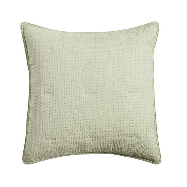 Honeycomb Cotton Comforter Sham, Sea Grass, Euro