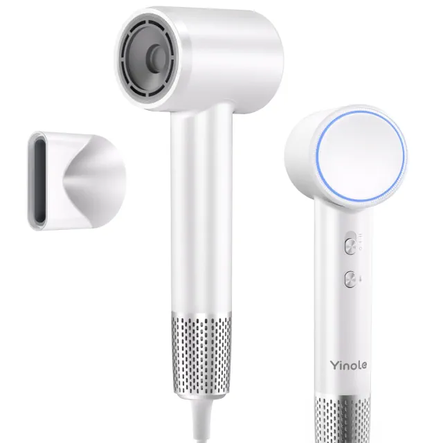 Yinole High-Speed Ionic Hair Dryer 1500W, Brushless Motor, Fast-Drying Low-Noise Blow Dryer with Diffuser & Nozzle for Curly Hair Home Travel