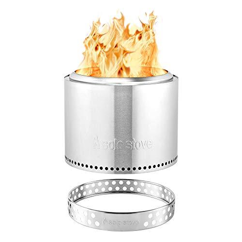 Solo Stove Bonfire Stainless Steel Wood Burning Smokeless Bonfire with Stand and Fire Pit Cover, Large 19.5 inch