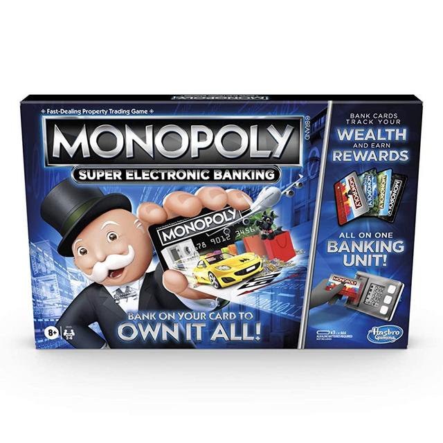 Monopoly Super Electronic Banking Board Game, Electronic Banking Unit, Choose Your Rewards, Cashless Gameplay Tap Technology, for Ages 8 and Up