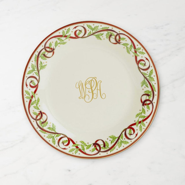 Pickard Winter Festival Salad Plate with Gold Monogram