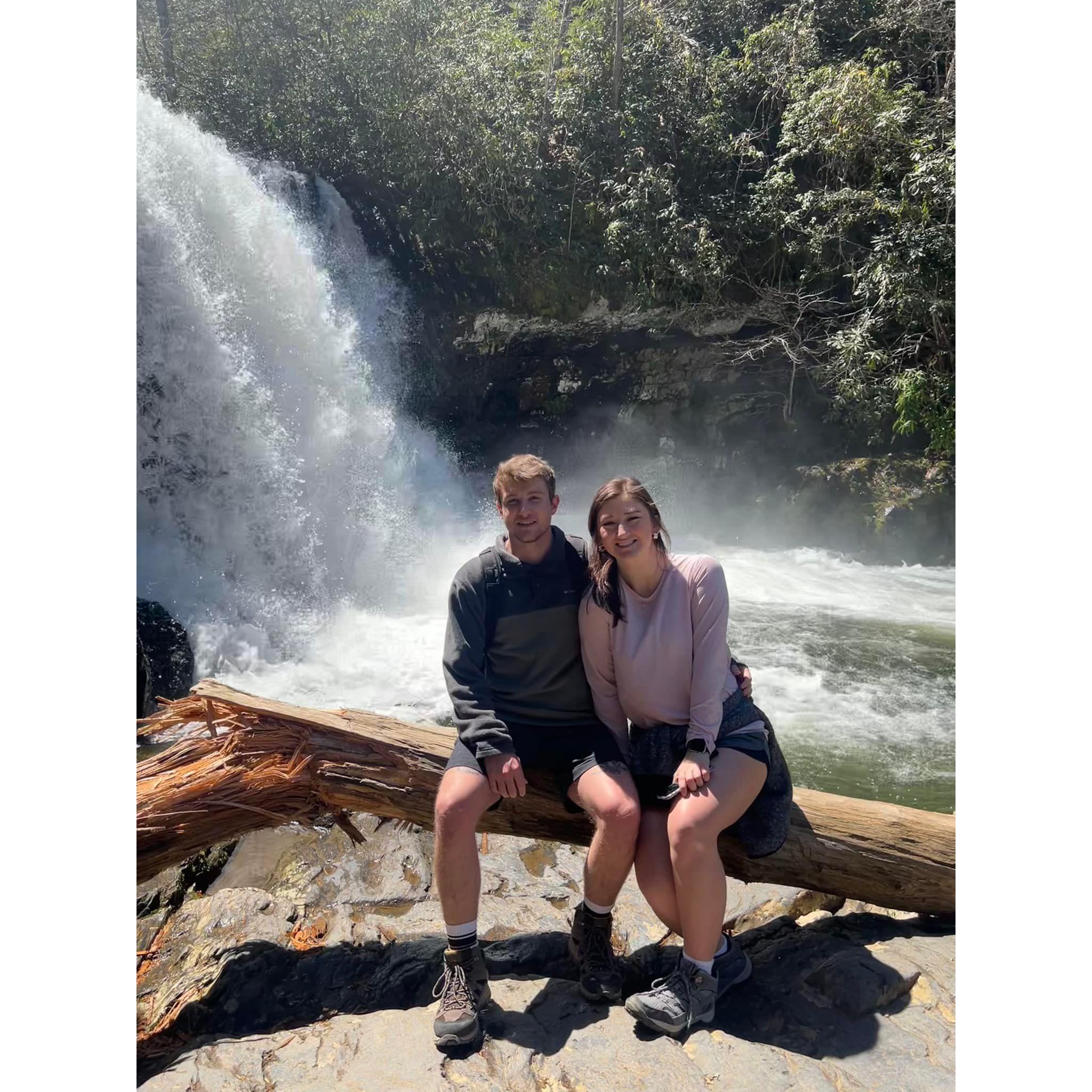 On a hike before he got down on one knee