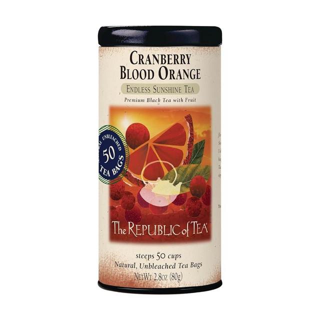 The Republic of Tea Cranberry Blood Orange Black Tea, Tin of 50 Tea Bags