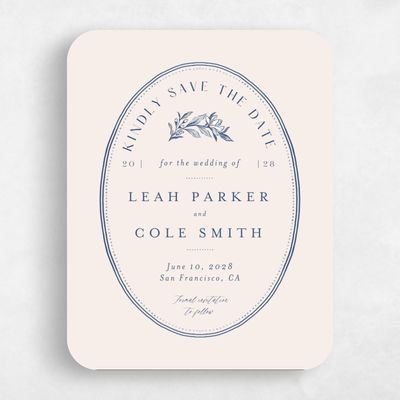 Blue Rounded Wedding Save the Date - Heliconia Portrait