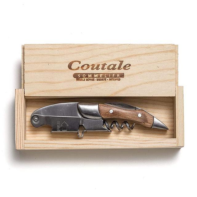 Prestige Waiters Corkscrew By Coutale Sommelier - Naturalwood - Handmade and Sustainable Pinewood Crate - French Patented Spring-Loaded Double Lever Wine Bottle Opener for Bartenders and Gifts