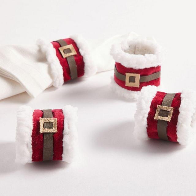 Santa's Belt Napkin Rings, Set of 4
