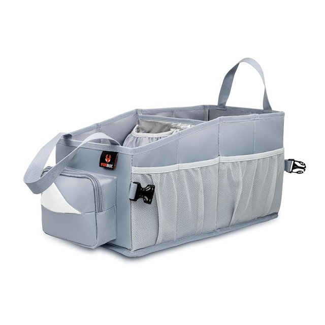Car Seat and Trunk Organizer, Front or Back Seat Storage - SUV Passenger Floor, Under or Between Seats Organization, Car Gifts for Men and Women (Grey)