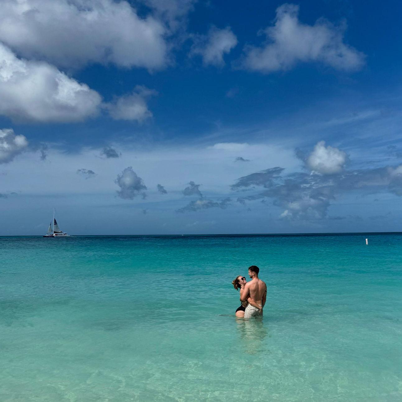 Aruba on our cruise vacation, first trip together out of the country.