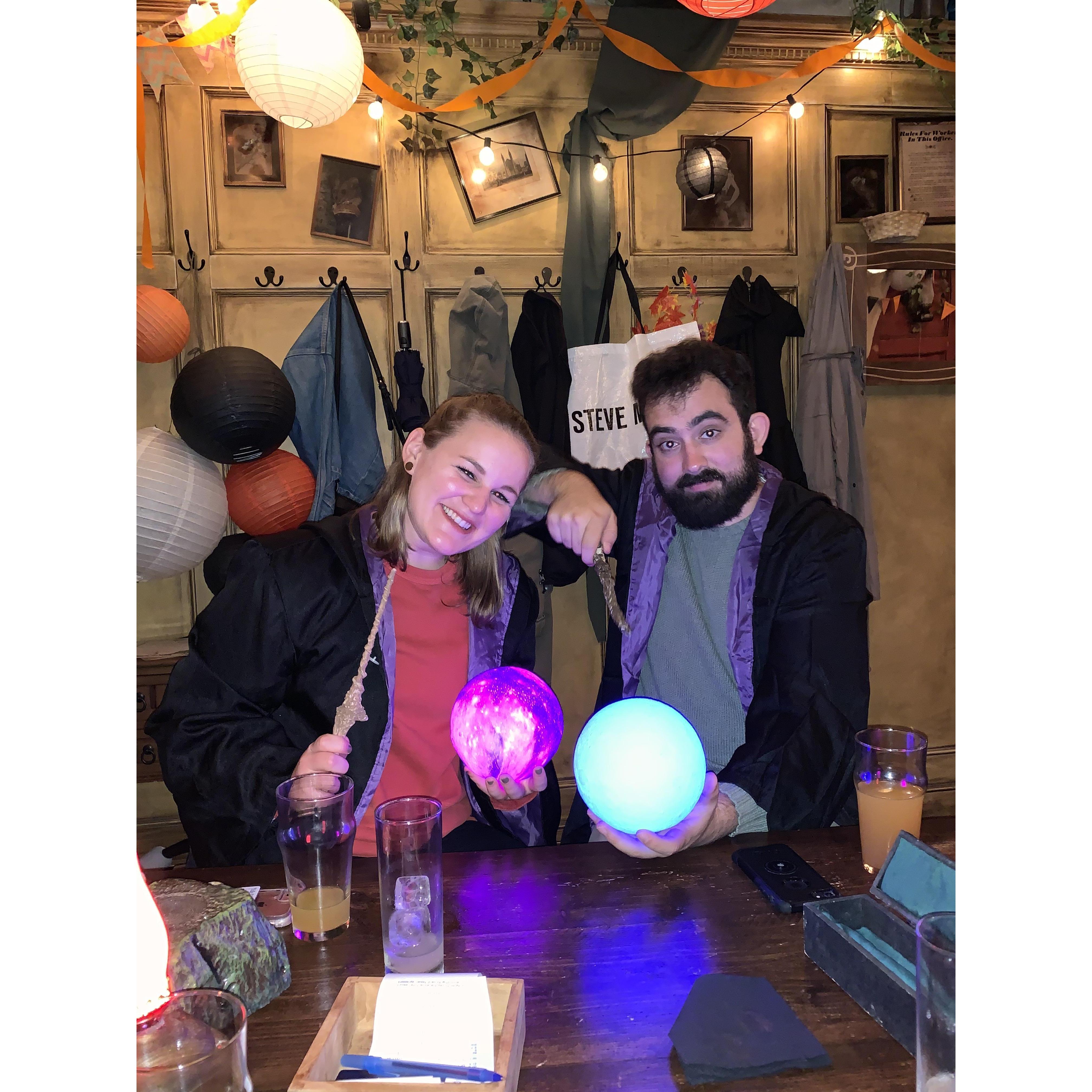 Making potions on stone street