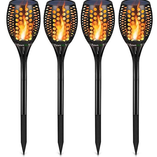 StarkLED Solar Torch Lights Upgraded, Waterproof Flickering Flame Torches Dancing Flames Landscape Decoration Lighting Dusk to Dawn Outdoor Security Solar Light for Garden Patio Driveway -- 4 Pack