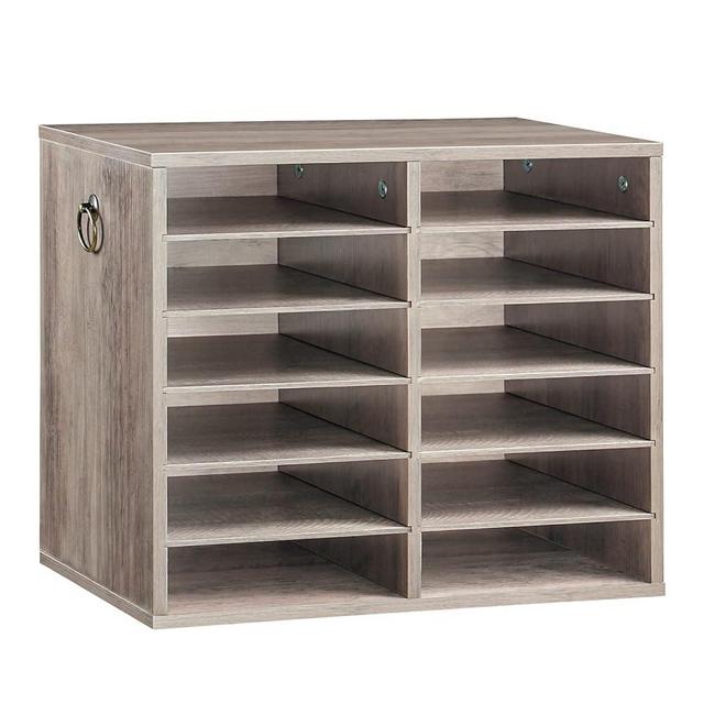 HOOBRO Wooden Literature Organizer, 12-Slot File Sorter, Removable Mail Sorter, Classroom Mailbox, Mail Organizer, Paper Storage Organizer, for Office, Study, Classroom, Greige BG12WF01