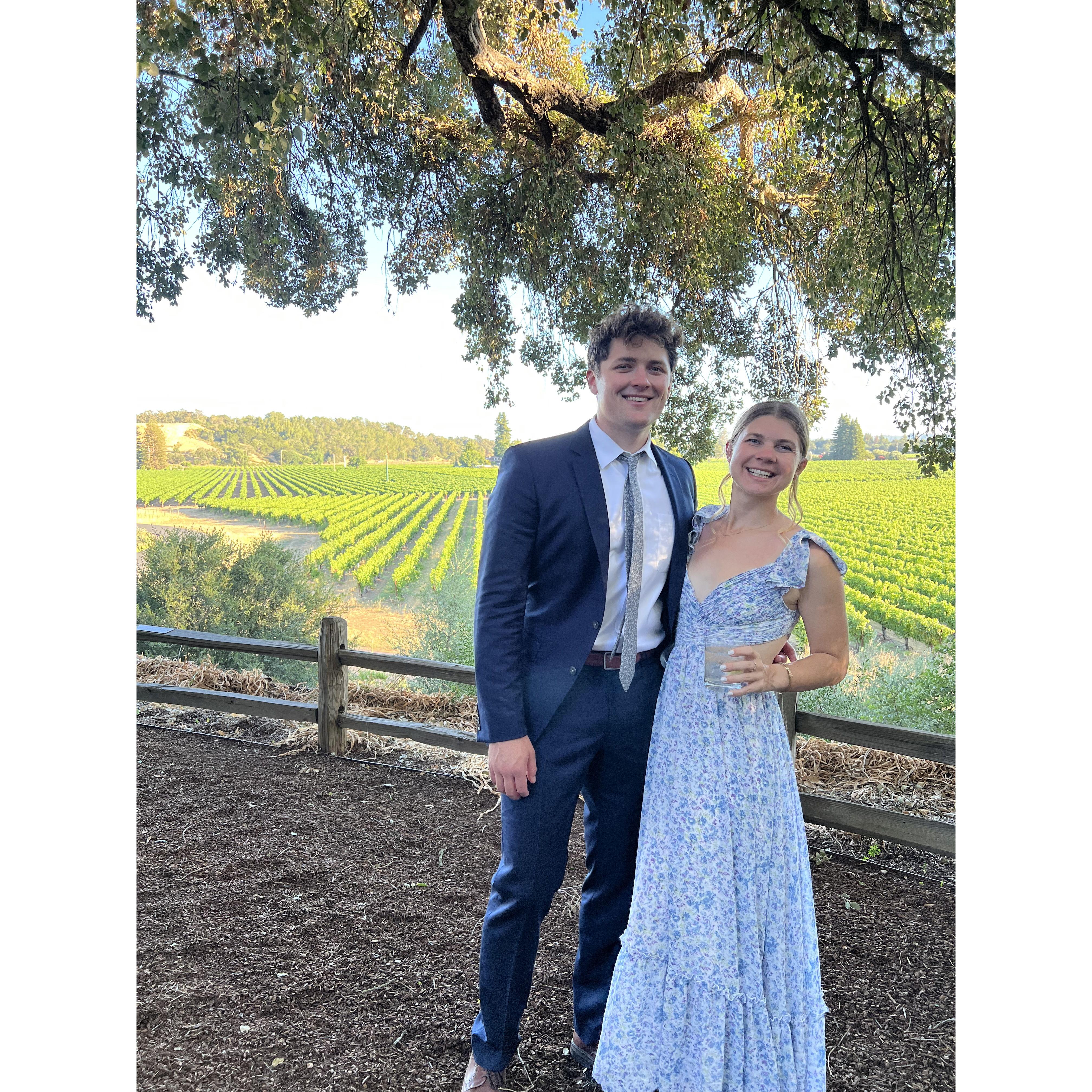 Dressing up for Bri and Andy's wedding in Healdsburg