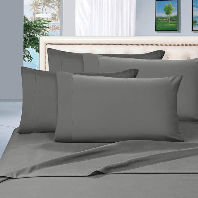 Elegant Comfort Luxurious Bed Sheets Set on Amazon 1500 Premier Wrinkle,Fade and Stain Resistant 4-Piece Bed Sheet Set, Deep Pocket, Queen Grey