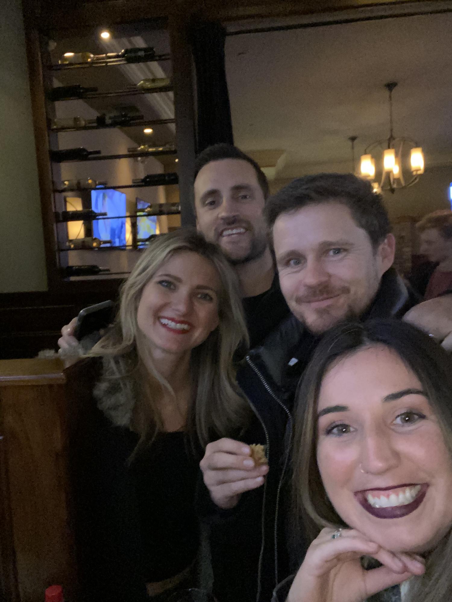 Right before the Lumineers concert with the bride and groom’s friends Meghan and Chris!