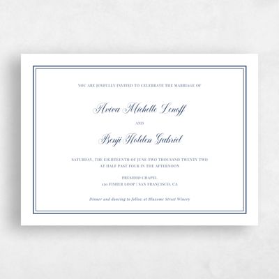 Navy, Blue Wedding Invitation - Stauffer Classic Letterpress