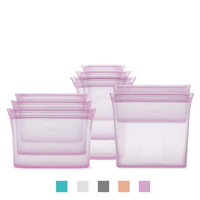 Zip Top Reusable 100% Platinum Silicone Containers - Full Set of 8 - Lavender