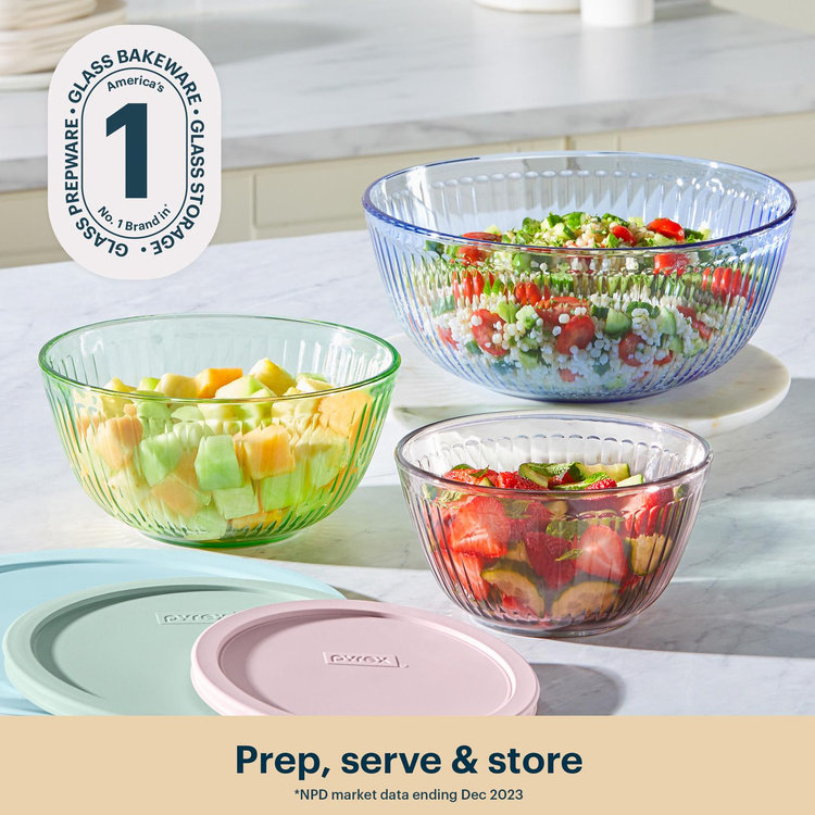 Pyrex, Colors Sculpted Tinted Dreams 6-Piece Mixing Bowl Set | Zola
