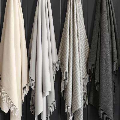 Greek Key Cashmere Throw, Steeple Gray