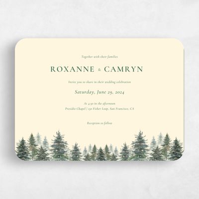 Beige Rounded Wedding Invitation - Kelton Landscape