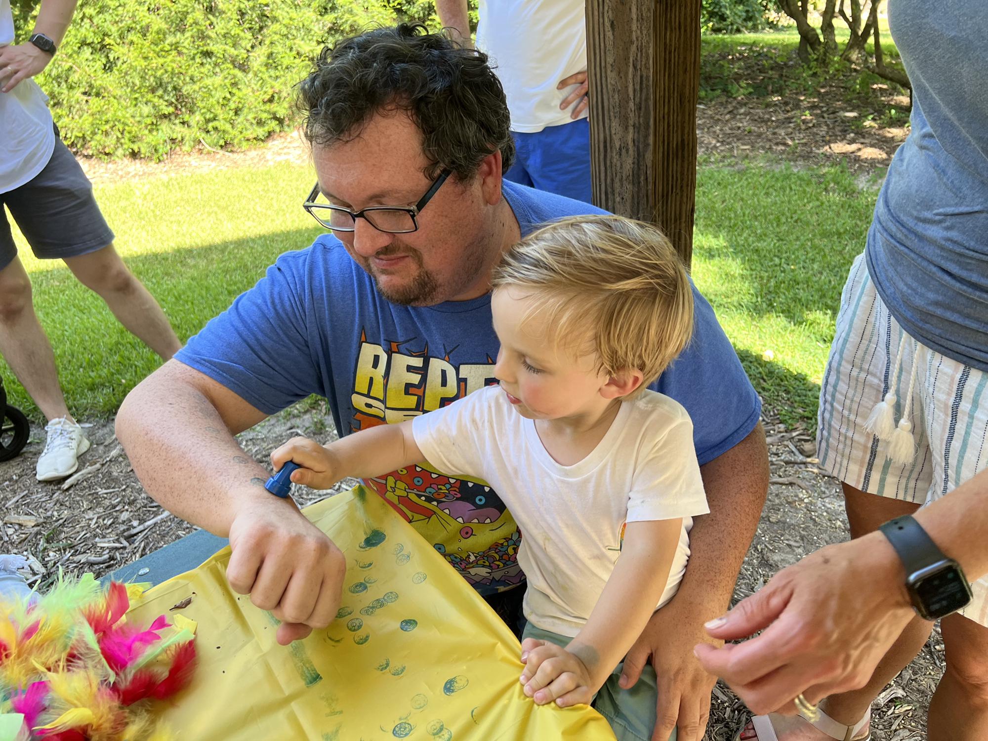 Topher and Dell get along famously! Between “disappearing” at picnics, building block towers, and coloring pictures, they always have fun playing together!