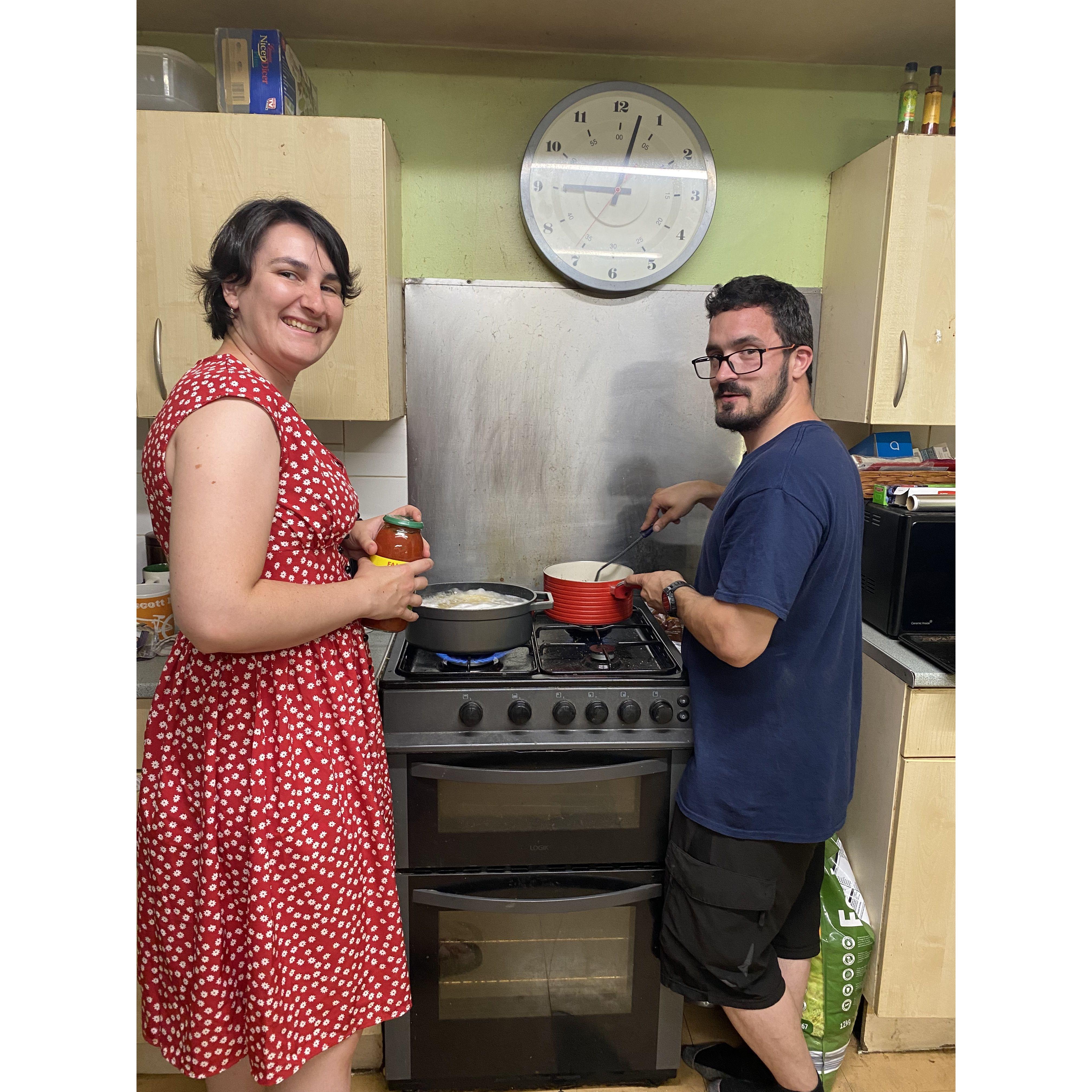We love grocery shopping, cooking, take-away-ing, and eating together, and Scott's becoming quite the cook!