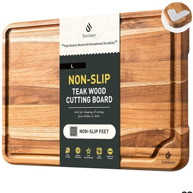 Teak Cutting Board 15inch Non Slip Over Sink Kitchen 2025 First Apartment Essentials Wooden Cutting Board New Home Must Haves Accessories House Warming Decor Housewarming Hostess Host Gifts L