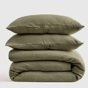 Organic Airy Gauze Duvet Cover Set | Quince in Olive