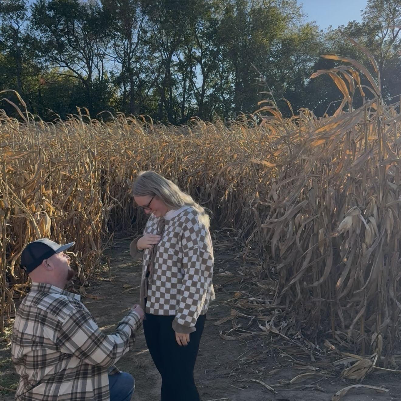 Drew proposed at Pumpkin Creek Pumpkin Patch! We both love fall so much and doing fall activities so this was very fitting!