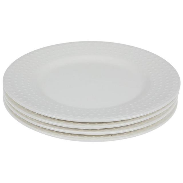 Hobby Lobby Hobnail Ceramic Dinnerware, White Glossy Finish, Set of 4 (10.5" Dinner Plate)