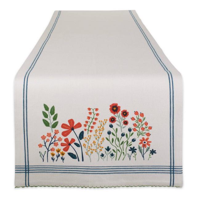 72" x 14" Cotton Embellished Garden Table Runner - Design Imports