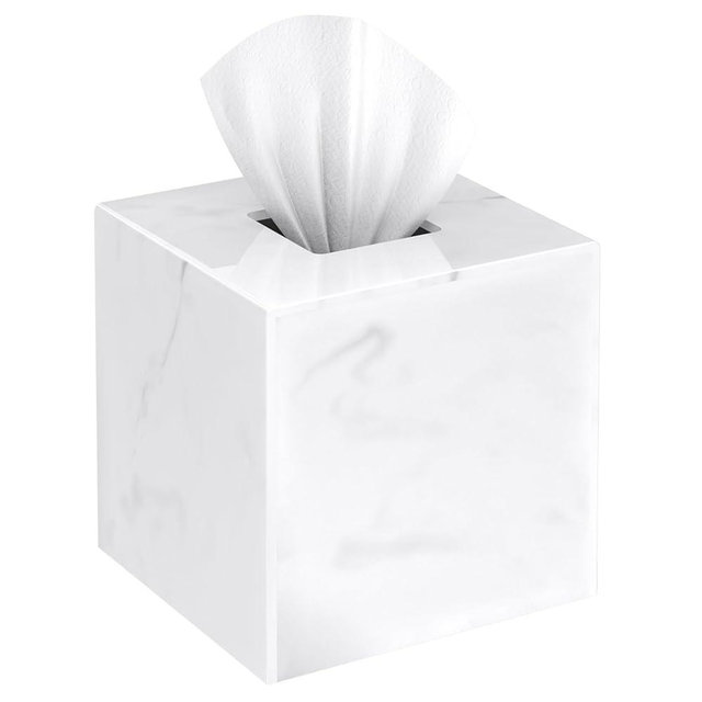 SILUT Stylish Tissue Box Cover Square, Marble Texture Tissue Box Holder, Decorative Tissue Holder for Bathroom, Kitchen, Vanity, Modern Tissues Organizer for Home, Hotel