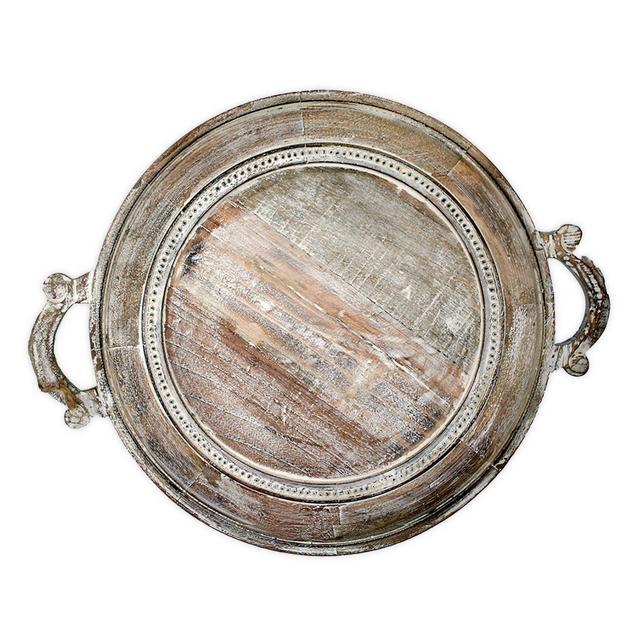 Jodhpuri™ Inc. 18-Inch Round Braided Mango Wood Tray in Brown
