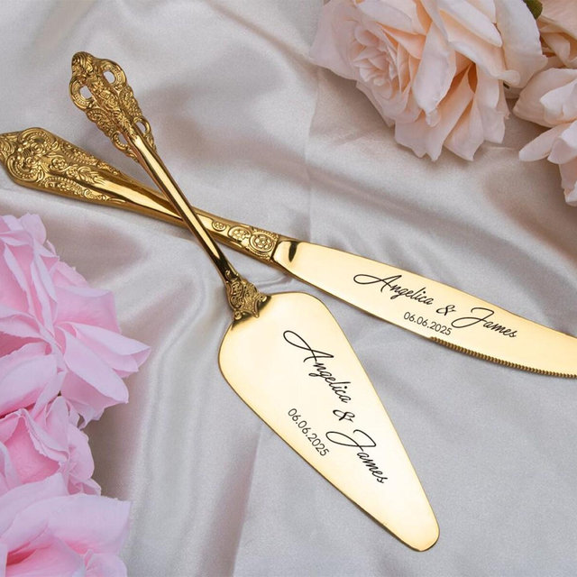 Personalized Wedding Cake Cutting Set, Custom Wedding Cake Serving Set, Cake Server Knife Set, Wedding Gift For Couples