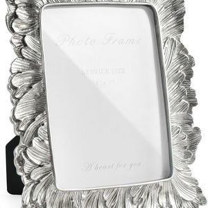 Cuspin 5x7 Picture Frame Silver Frames, Vintage Elegant Palm Leaves Textured Hand-Crafted Resin with Glass Front Retro Design Photo Frame for Wall Hanging and Tabletop Display Home Decor