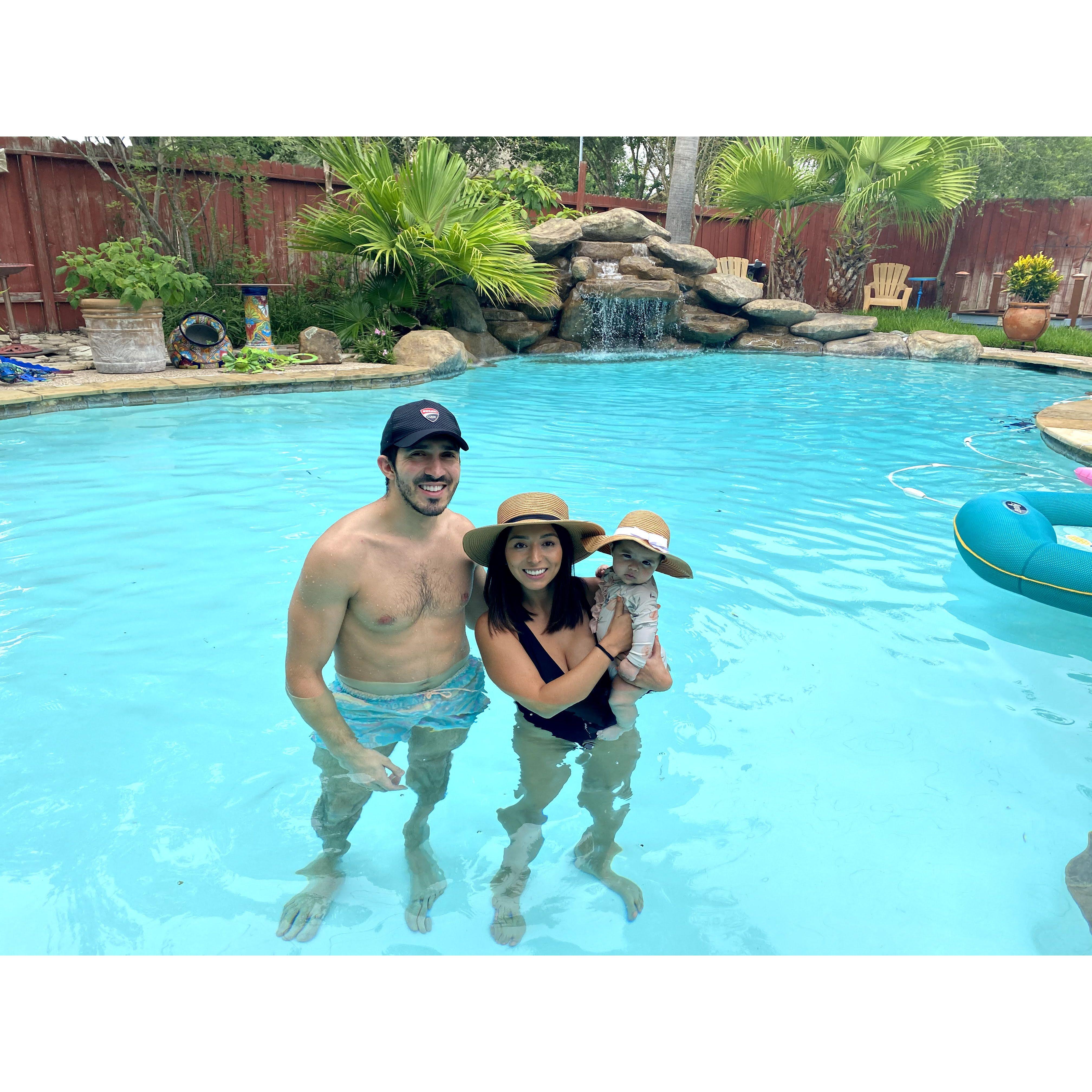 Pool days as a family of 3.