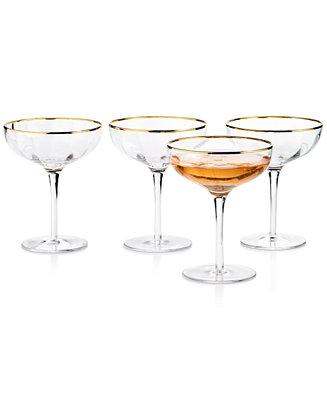 Clear Optic Coupe Glasses with Gold-Tone Rims, Set of 4, Created for Macy's