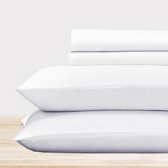 Pure White Queen Sheet Set - 100% Cotton Sheets, Sateen Weave, 400 Thread Count Cooling Sheets, Deep Pocket 4 Pc Soft Bedding - California Design Den
