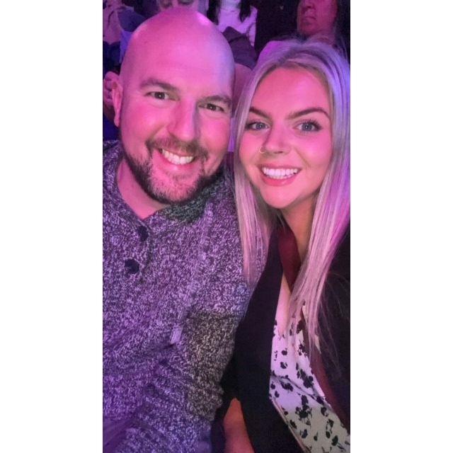 Laughing away to Kevin Bridges ... even though Stephen can't understand a word he says